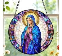 Atrapasueños de vidrieras cristianas con diseño de Nuestra Señora de Guadalupe para colgar en la ventana, regalo de la Virgen María católica para decoración religiosa del hogar, regalos cristianos de