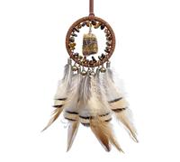 Atrapasueños étnicos hechos a mano, decoraciones de pared, campanas de piedra natural, perchas de con plumas, decoraciones colgantes para dormitorio, atrapasueños con plumas