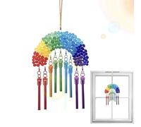 Atrapasueños, forma de 2D con cuentas acrílicas 21 x 15 cm, campanillas de viento para exteriores, para casa, salón, dormitorio, entrada, ventana, jardín, patio, fiesta