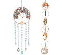 Atrapasueños grande para colgar en la pared con ágata de árbol de la vida y atrapasueños de diamantes de imitación, para dormitorio y espacios grandes, detalles de cristal vibrantes