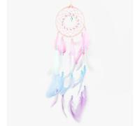 Atrapasueños hecho a mano, atrapasueños con plumas y perlas de colores, atrapasueños para niños y niñas, 15 x 48 cm, para bodas, guarderías, dormitorios, decoración de pared, regalo, color rosa