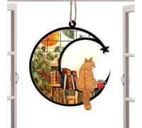 Atrapasueños para gatos - Linda decoración de ventana, decoración de luz para interiores, colgante de animales y arte espacial | Atrapasueños para ventana de gato que refleja la luz solar y el