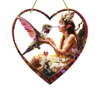 Atrapasueños para jardín,Atrapasueños en forma de corazón - Adorno de hadas de ventana 2D,Adorno creativo para exteriores, decoración casera portátil para sala de estar, dormitorio