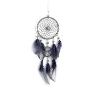 Atrapasueños pequeño, hecho a mano, plumas, atrapasueños de estilo bohemio, atrapasueños para dormitorio, boda, colgante de pared, adorno para coche, color gris