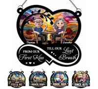 Atrapasueños personalizado para esposa y marido, desde nuestro primer beso hasta nuestro último aliento, regalos de pareja para aniversario, cumpleaños, decoración única del hogar para marido, esposa