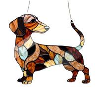 Atrapasueños | Vidrieras de perro salchicha colgantes | Dachshund Suncatcher, Decoración de ventanas Sun Catcher, Silueta colorida de Dachshund, Decoración de cachorros de vidrieras para ventanas, Ama