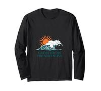 Atrápate en la siguiente manera Surfer Ocean Waves Beach Sunrise Manga Larga