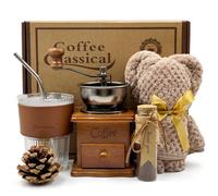 atrccs Juego de cestas de regalo de café, regalos de cumpleaños para mujeres, decoraciones vintage con molinillo manual de frijoles, regalo único para mamá, ella, hermanas, amigos, amantes del café