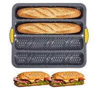 atrccs Molde de silicona de 4 cavidades, antiadherente y resistente al calor, molde de pan para hornear, molde de pan francés, moldes de silicona para hornear pan de masa madre, pan caliente, sándwich