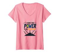 Atrévete a Estar Libre de Drogas: Mensaje de empoderamiento contra la adicción Camiseta Cuello V, Mujer, Rosado, XL