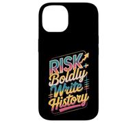 Atrévete al Riesgo Escribir Historia Motivo Carcasa para iPhone 14