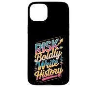 Atrévete al Riesgo Escribir Historia Motivo Carcasa para iPhone 15 Plus