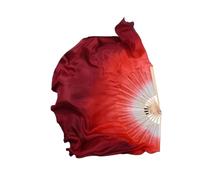 Atrezo para danza del vientre: abanicos, Abanico de danza folclórica bambú seda real dos colores del vientre hecho a mano arte popular con degradado blanco y rojo en varios tamaños(36cm 20cm)