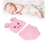 Atrezos para Fotografía de Bebés Recién Nacidos, Traje de Punto de Ganchillo, Sombrero de Cerdo de Dibujos Animados, Pantalones, Trajes de Utilería para Fotos de Bebés(Rosa)