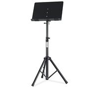 Atril Classic Cantabile OST-350 2 en 1 - usable como atril y atril de mesa o soporte para libros - atril de orquesta con repisa cerrada de acero - atril de lectura de metal - negro