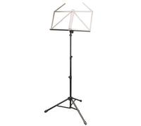 Atril con soporte de pie. base metálica de color negro. soporte para libros y cuadernos cromado