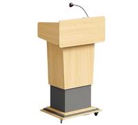 Atril de Madera de Altura Ajustable, Soporte de Altavoz móvil para Sala de conferencias, Escritorio rodante para Profesores con Ruedas para Escenario de Iglesia