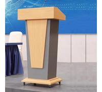 Atril de madera for podio, escritorio independiente for podio de discurso, atril de presentación con orificio for cables for sala de conferencias, hotel, seminario(Color 2,With casters)