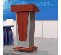 Atril de madera for podio, escritorio independiente for podio de discurso, atril de presentación con orificio for cables for sala de conferencias, hotel, seminario(Color 5,With casters)