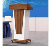 Atril de madera for podio, escritorio independiente for podio de discurso, atril de presentación con orificio for cables for sala de conferencias, hotel, seminario(Color 3,With casters)