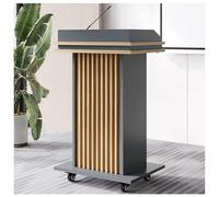 Atril de Madera Profesional con 4 Ruedas y Estante de Almacenamiento. Ideal para presentaciones en Iglesias, Bodas, conciertos y escuelas. Atril móvil para un Uso sencill