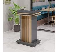 Atril de metal curvado resistente con cajón, podio profesional de pie para aula, iglesia, restaurantes y eventos