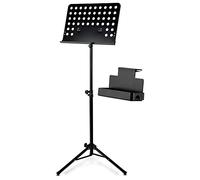 Atril de Orquesta Classic Cantabile Heavy con Rejilla Set Incl. Caja de Almacenaje - con repisa de rejilla - repisa para partituras desmontable - negro