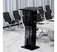 Atril de podio acrílico portátil, soporte de púlpito negro para aulas, conferencias, iglesia, bodas y eventos, equipo de presentación profesional, ligero y elegante