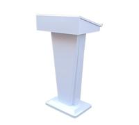 Atril de profesor Host Podium Mostrador de recepción hotel Atril creativo acero inoxidable con compartimentos almacenamiento Púlpito portátil(Blanco)