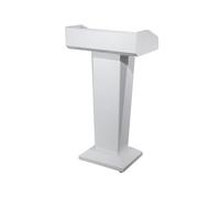 Atril de profesor Mostrador de recepción del hotel, mesa bienvenida, podio maestro ceremonias, atril acero inoxidable Púlpito portátil(Blanco)