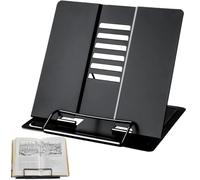Atril Libros Metal con 6 Ángulos Ajustables, Soporte Libro Leer Plegable Multifuncional, Soporte Libro Receta para Cocina, Apoya Lectura para Libros Música, Documentos, Oficina, Partituras (Negro)
