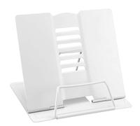 Atril Metálico para Libros con 6 Alturas Ajustables para Leer, Estante Lectura de metal Multifuncional, Soporte de Lectura de Metal Plegable, para Tableta Música Libro de Recetas (Blanco)