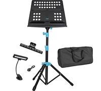 Atril Musica Partituras Porta Libros Trípode para atril de partituras con luz LED/bolsa de transporte/clip, Estante del almacenamiento de la tableta del ordenador portátil, Banda de actuación de orque