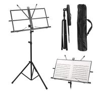 Atril Musica Plegable Estable, Atril Y Soporte de Mesa 2 en 1, Atril para Partituras Altura Regulable, Atril con Bolsa de Transporte Impermeable, Soporte para Partituras para Niños Y Adultos Negro