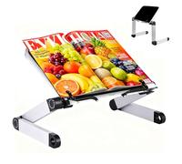 Atril para Libros -Altura y ángulo Ajustable Soporte para Libro, Atril de Lectura con Brazos de Aluminio y Clips de Carpeta, Soporte Libros para Big Heavy HardCover, Receta y portátil iPad