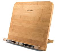 Atril para libros de cocina, soporte plegable de bambú para leer con 6 alturas ajustables