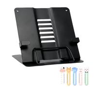 Atril para Libros de Metal,Soporte para Libros,Book Stand,Atril-Estudio Plegable,Soporte Libros para Leer,Sujeta Libros con 5 Marcapáginas para Lectura,Cocina,Estudiar