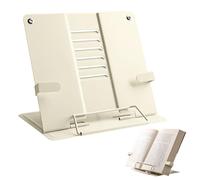 Atril para Libros Metálico, Atril Estudio Ajustable Plegable, Soporte Libro Multifuncional, Soporte de Lectura Libro Portátil, para Libros de Cocina, Recetas, Documentos, Música (Beige)