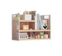 Atril para libros Organizador de estantería de escritorio con marco de rejilla de hierro blanco, con estantería divisoria de madera, for estantes de almacenamiento de ventana de cocina de oficina Esta