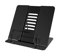 Atril para libros, soporte plegable ajustable de metal para recetas, libros de texto, documentos, libro de música, soporte para libros de cocina con 6 posiciones ajustables, soporte de lectura-Negro