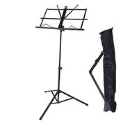 Atril pequeño de metal, estante portátil, fácil de montar, estante ajustable plegable para uso familiar, hogar, escuela, banda, práctica de orquesta (Black)