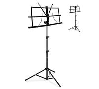 Atril Plegable para Partituras, Negro, 70-140 Cm, Soporte para Partituras Musicales Estable de Altura Ajustable para Ahorro de Espacio para Interpretación