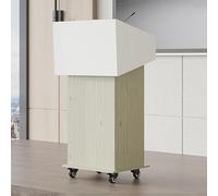 Atril portátil ajustable con ruedas de 116.8 cm, podio de piso para aula, iglesia, hablar en público, fácil montaje, diseño estable, acabado natural, altura ajustable