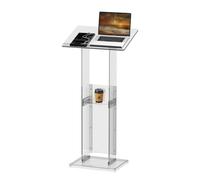 Atril Portátil De Pie,Podio De Acrílico Negro Con Estante De Almacenamiento,Con Plataforma De Lectura,Ideal For Aulas,Bodas,Conferencias(White)