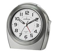 ATRIUM A451-4 - Despertador analógico de cuarzo sin tictac, con luz nocturna automática y repetición, color antracita, plata y gris