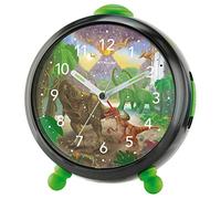 Atrium Despertador infantil T-Rex Time dinosaurio negro verde analógico cuarzo sin tictac con luz y repetición de alarma A932-4