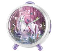 Atrium Miraluna A932-0 - Despertador infantil con diseño de unicornio y hada, sin tic tac, con función de repetición y luz, reloj analógico de cuarzo, color blanco brillante