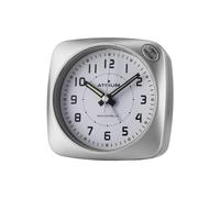 Atrium Radio Despertador analógico de Cuarzo sin tictac números Grandes Muy Claro con luz y función de repetición Plateado A610-19