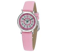 Atrium Reloj analógico para niña de cuarzo de 5 bar, 28 mm, con pantalla de 12/24 horas, color rosa, caja de metal y correa de piel sintética suave, regalo para la escuela y cumpleaños A31-104