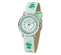 Atrium Reloj de pulsera analógico para niña con correa de piel sintética, diseño de flores, color verde menta, A47-13, verde menta, Clásico